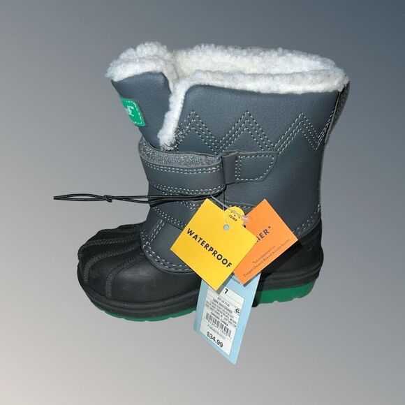 NWT Toddler Cat & Jack Gray Green Denver Slip On Winter Boots Size 7 - Picture 5 of 8
